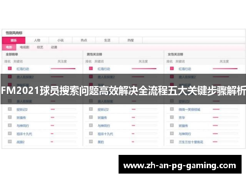 FM2021球员搜索问题高效解决全流程五大关键步骤解析